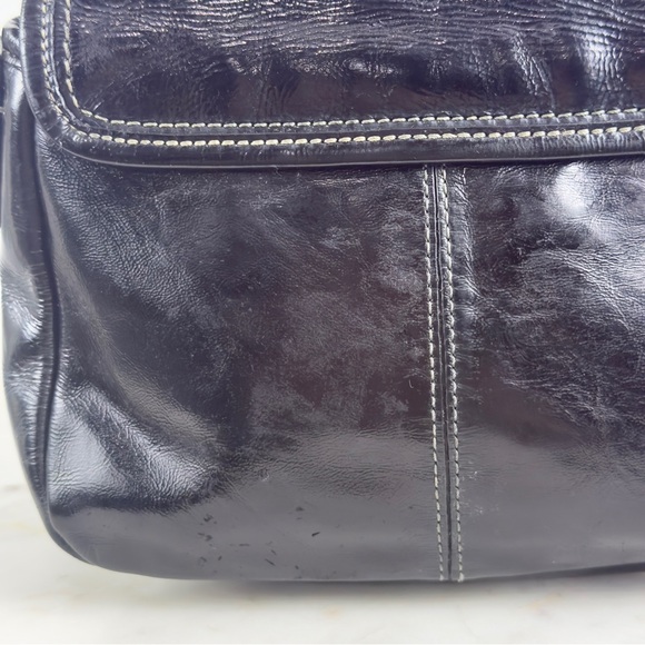 Vintage Coach Black Patent Flap Penny Top Handle Pouch F14283 - Picture 4 of 10